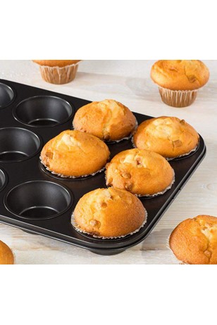 12 Bölmeli Metal Yapışmaz Muffin Kek Kalıbı 