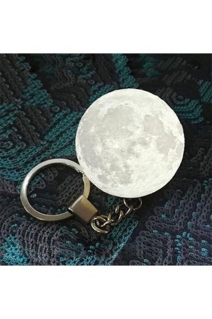 3D Led Anahtarlık  Moon Lamba Işıklı Ay Anahtarlık