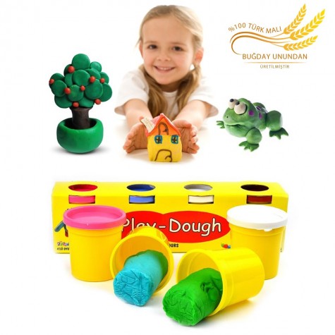4 Renkli Buğday Unu Oyun Hamuru (Büyük Boy) - Play Dough