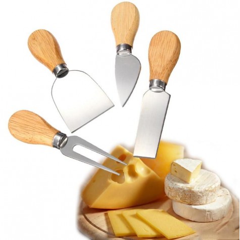 Ahşap Saplı 4 lü Peynir Bıçağı Seti