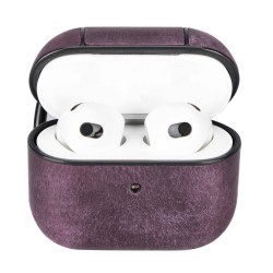 Apple AirPods 3.nesil Uyumlu Deri Kılıf Juni AA7 Mor