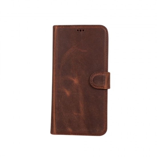 Apple iPhone 11 Pro Max Uyumlu Deri Cüzdanlı Kılıf RFID G2 Kahve