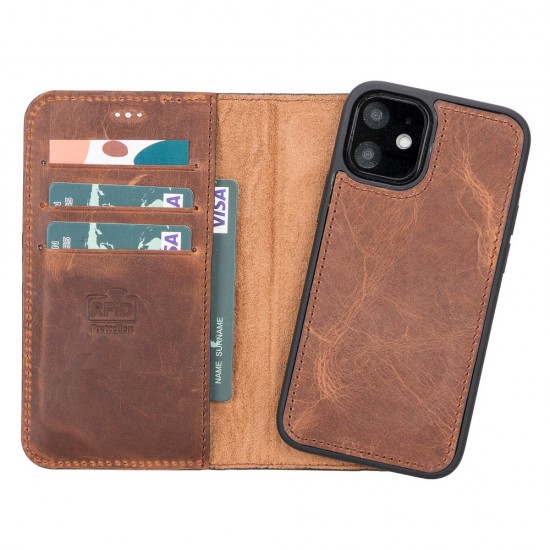 Apple iPhone 12 mini Uyumlu Deri Cüzdanlı Kılıf G2 Antik Kahve Apple iPhone 12 mini Uyumlu Deri Cüzdanlı Kılıf G2 Antik Kahve