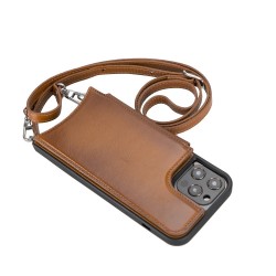 Apple iPhone 12 Pro Max Uyumlu Deri Askılı Kılıf UFW RST2EF Taba Apple iPhone 12 Pro Max Uyumlu Deri Askılı Kılıf UFW RST2EF Taba