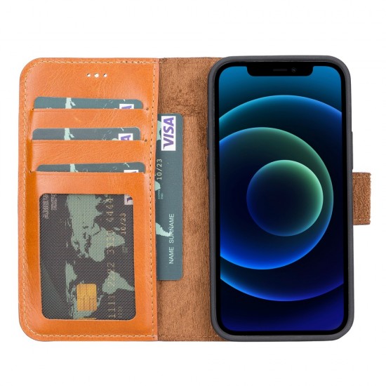 Apple iPhone 13 Mini Uyumlu Deri Cüzdanlı Kılıf RST2EF Taba Apple iPhone 13 Mini Uyumlu Deri Cüzdanlı Kılıf RST2EF Taba