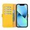 Apple iPhone 13 Pro Max Uyumlu Deri Cüzdanlı Kılıf Limon Sarı
