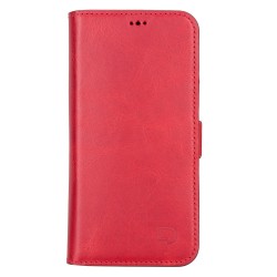 Apple iPhone 13 Pro Uyumlu Deri Cüzdanlı Kılıf Nar Çiçeği