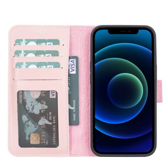 Apple iPhone 13 Uyumlu Deri Cüzdanlı Kılıf NU2 Pembe Apple iPhone 13 Uyumlu Deri Cüzdanlı Kılıf NU2 Pembe