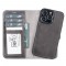 Apple iPhone 13 Pro Uyumlu Deri Cüzdanlı Kılıf MWWN TN1 Gri