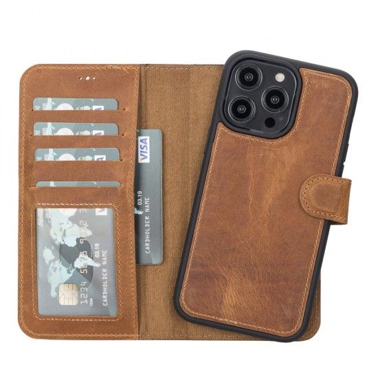 Apple iPhone 14 Pro Max Uyumlu Deri Cüzdanlı Kılıf MWWN G19 Taba Apple iPhone 14 Pro Max Uyumlu Deri Cüzdanlı Kılıf MWWN G19 Taba