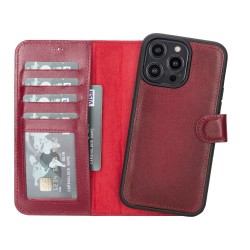 Apple iPhone 14 Pro Max Uyumlu Deri Cüzdanlı Kılıf MWWN V4EF