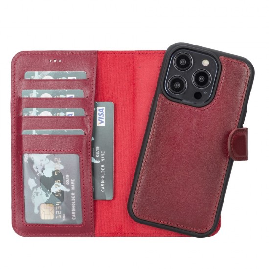 Apple iPhone 14 Pro Uyumlu Deri Cüzdanlı Kılıf MWWN V4EF Kırmızı Apple iPhone 14 Pro Uyumlu Deri Cüzdanlı Kılıf MWWN V4EF Kırmızı
