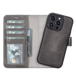 Apple iPhone 14 Pro Uyumlu Deri Cüzdanlı Kılıf MWWN VS4EF Gri Apple iPhone 14 Pro Uyumlu Deri Cüzdanlı Kılıf MWWN VS4EF Gri