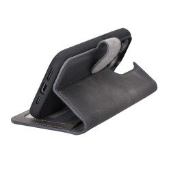 Apple iPhone 14 Pro Uyumlu Deri Cüzdanlı Kılıf MWWN VS4EF Gri Apple iPhone 14 Pro Uyumlu Deri Cüzdanlı Kılıf MWWN VS4EF Gri