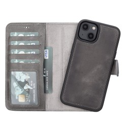 Apple iPhone 14 Uyumlu Deri Cüzdanlı Kılıf MWWN VS4EF Gri Apple iPhone 14 Uyumlu Deri Cüzdanlı Kılıf MWWN VS4EF Gri