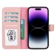 Apple iPhone 15 Plus Uyumlu Deri Cüzdanlı Kılıf MWWN NU2 Pembe