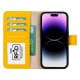 Apple iPhone 15 Pro Uyumlu Deri Cüzdanlı Kılıf MWWN FL12 Sarı