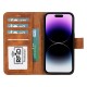 Apple iPhone 15 Pro Uyumlu Deri Cüzdanlı Kılıf MWWN G19 Taba