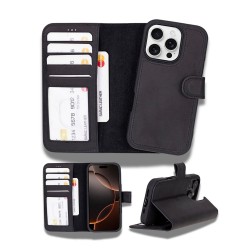 Apple iPhone 16 Pro uyumlu, Hakiki Deri, El Yapımı, Cüzdanlı Kılıf, Mat Siyah Apple iPhone 16 Pro uyumlu, Hakiki Deri, El Yapımı, Cüzdanlı Kılıf, Mat Siyah