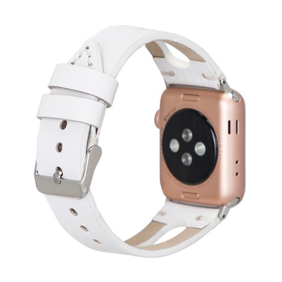 Apple Watch Uyumlu Deri Kordon BA2 42-44-45mm F3 Beyaz