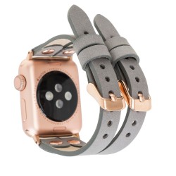 Apple Watch Uyumlu Deri Kordon Ely Double Tour RST9 Gri