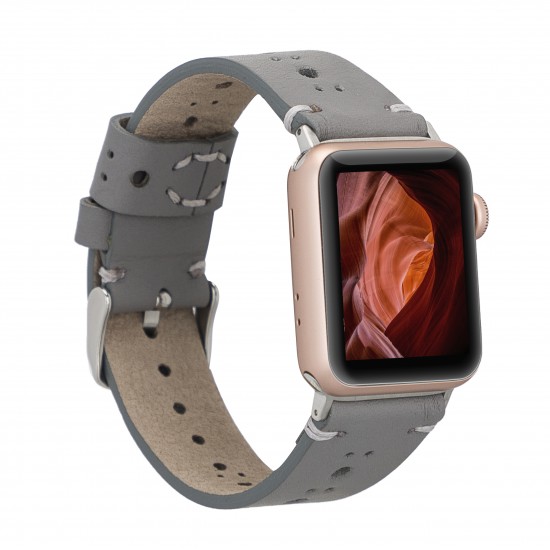 Apple Watch Uyumlu Deri Kordon 38-40-41mm RST9-BA8 Gri