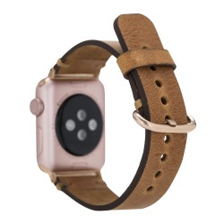 Apple Watch Uyumlu Deri Kordon 38-40-41mm Roma G19 Taba