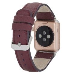 Apple Watch Uyumlu Deri Kordon 42-44-45mm FL6 Bordo