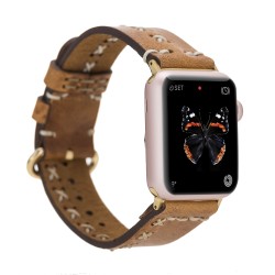 Apple Watch Uyumlu Deri Kordon 42-44-45mm Aqua V18 Taba Apple Watch Uyumlu Deri Kordon 42-44-45mm Aqua V18 Taba