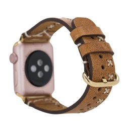 Apple Watch Uyumlu Deri Kordon 42-44-45mm Aqua V18 Taba Apple Watch Uyumlu Deri Kordon 42-44-45mm Aqua V18 Taba