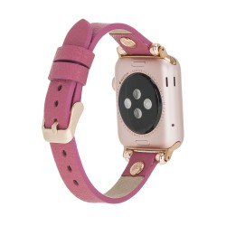 Apple Watch Uyumlu Deri Kordon 38-40-41mm RT CP4 Fuşya