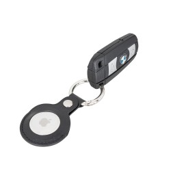 Apple AirTag Uyumlu Deri Anahtarlık, RST1 Siyah