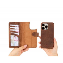 Apple iPhone 15 Pro Uyumlu Deri Cüzdanlı Kılıf F360 G2 