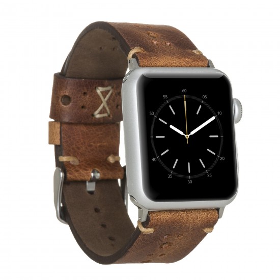 Apple Watch Uyumlu Deri Kordon 38-40-41mm Delikli Taba Apple Watch Uyumlu Deri Kordon 38-40-41mm Delikli Taba