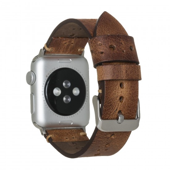 Apple Watch Uyumlu Deri Kordon 38-40-41mm Delikli Taba Apple Watch Uyumlu Deri Kordon 38-40-41mm Delikli Taba