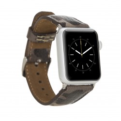 Apple Watch Uyumlu Deri Kordon 42-44-45mm Kamuflaj Bej