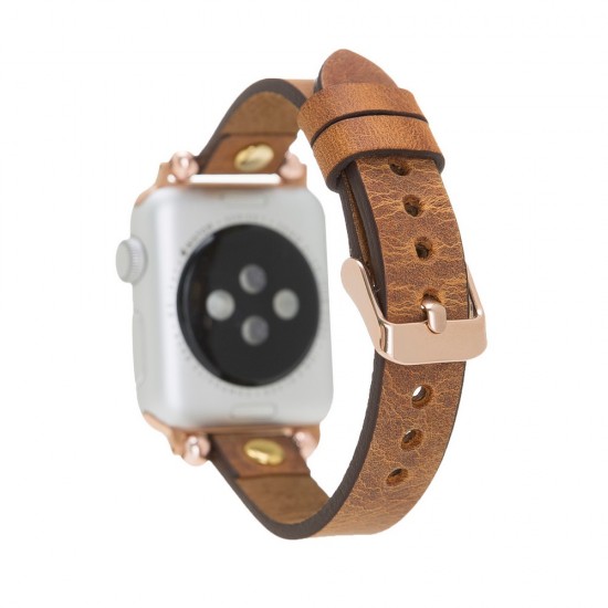 Apple Watch Uyumlu Deri Kordon 38-40-41mm GT G19 Taba Apple Watch Uyumlu Deri Kordon 38-40-41mm GT G19 Taba