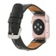 Apple Watch Uyumlu Deri Kordon 42-44-45mm DE5 Siyah