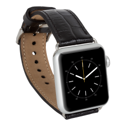 Apple Watch Uyumlu Deri Kordon 42-44-45mm Kroko Siyah