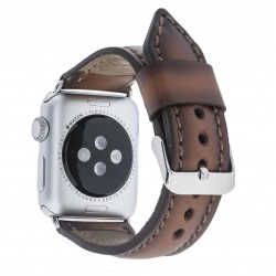 Apple Watch Uyumlu Deri Kordon 42-44-45mm SM26 Kahve