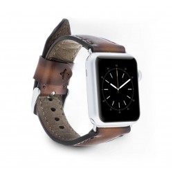 Apple Watch Uyumlu Deri Kordon 42-44-45mm SM26 Kahve