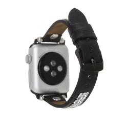 Apple Watch Uyumlu Deri Kordon 38-40-41mm Taşlı ST RST1