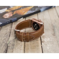 Apple Watch Uyumlu Deri Kordon 42-44-45mm NM4-AS2 Taba