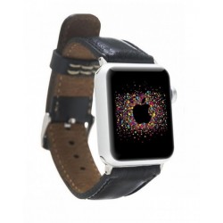 Apple Watch Uyumlu Deri Kordon 42-44-45mm RST1 Siyah
