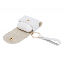 Apple AirPods 2.nesil Uyumlu Deri Kılıf Mai Snap F3 Beyaz