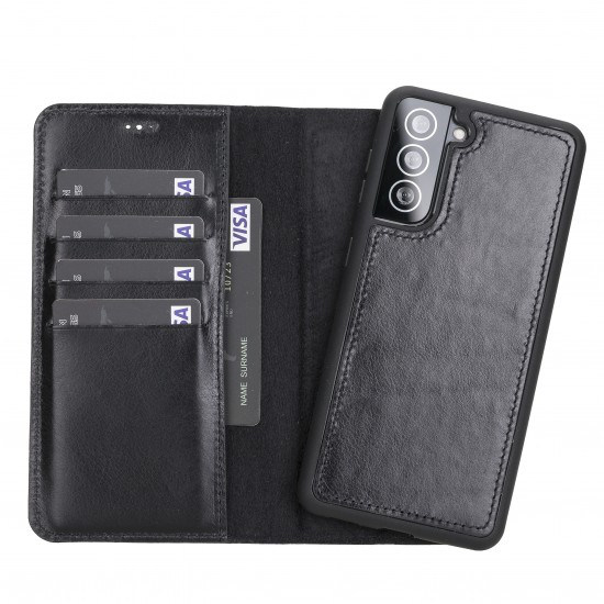 Samsung Galaxy S21 Plus Uyumlu Deri Cüzdanlı Kılıf RST1 Siyah Samsung Galaxy S21 Plus Uyumlu Deri Cüzdanlı Kılıf RST1 Siyah