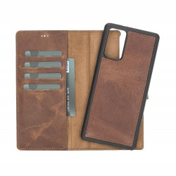 Samsung Galaxy Note 20 Uyumlu Deri Cüzdanlı Kılıf G2 Kahve