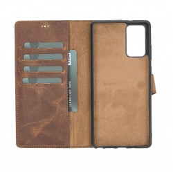 Samsung Galaxy Note 20 Uyumlu Deri Cüzdanlı Kılıf G2 Kahve