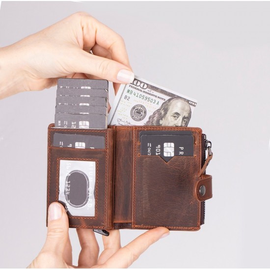 Rodos Hakiki Deri, El Yapımı, Pop-Up Kartlık Cüzdan, Antik Kahve Rodos Hakiki Deri, El Yapımı, Pop-Up Kartlık Cüzdan, Antik Kahve