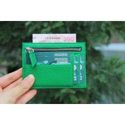 Zip Deri Fermuarlı Kartlık ZPCH ERC4 Yeşil